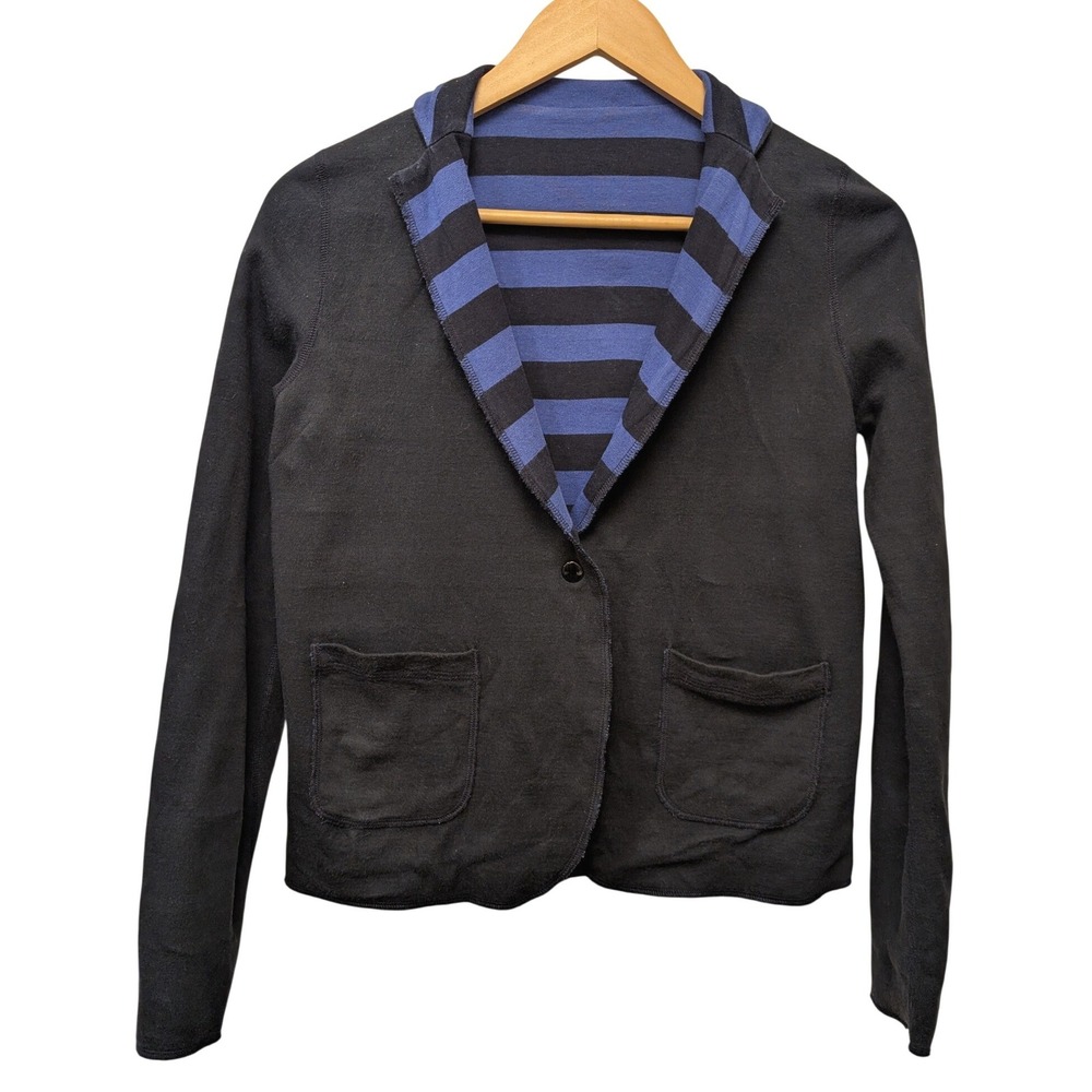 Petit‎ Bateau Reversible Navy Blue & Royal Blue Striped Blazer Jacket XS